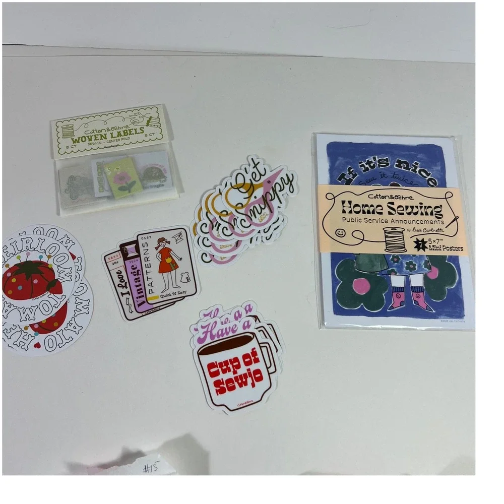 Cotton & Ochre Sewing‎ Bundle Lisa Cartrette Mini Posters Woven Labels Stickers